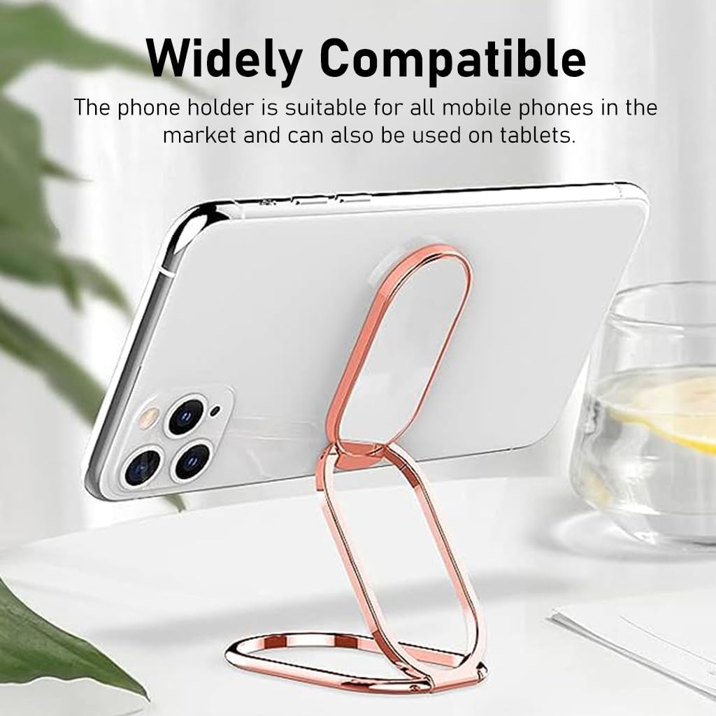 Zeitel® Metal Mobile Stand for Table, Foldable Phone Holder 3M Self-Adhesive Mobile Holder Folding Phone Grip Holder Universal Desktop Phone Stand Mobile Ring Holder for Most Smartphone, Tablet