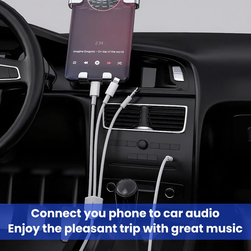 Verilux Audio Aux Cable for Phones and Speakers with 16.4 ft Length and Braided Cord | 24K Gold‑Plated Connectors