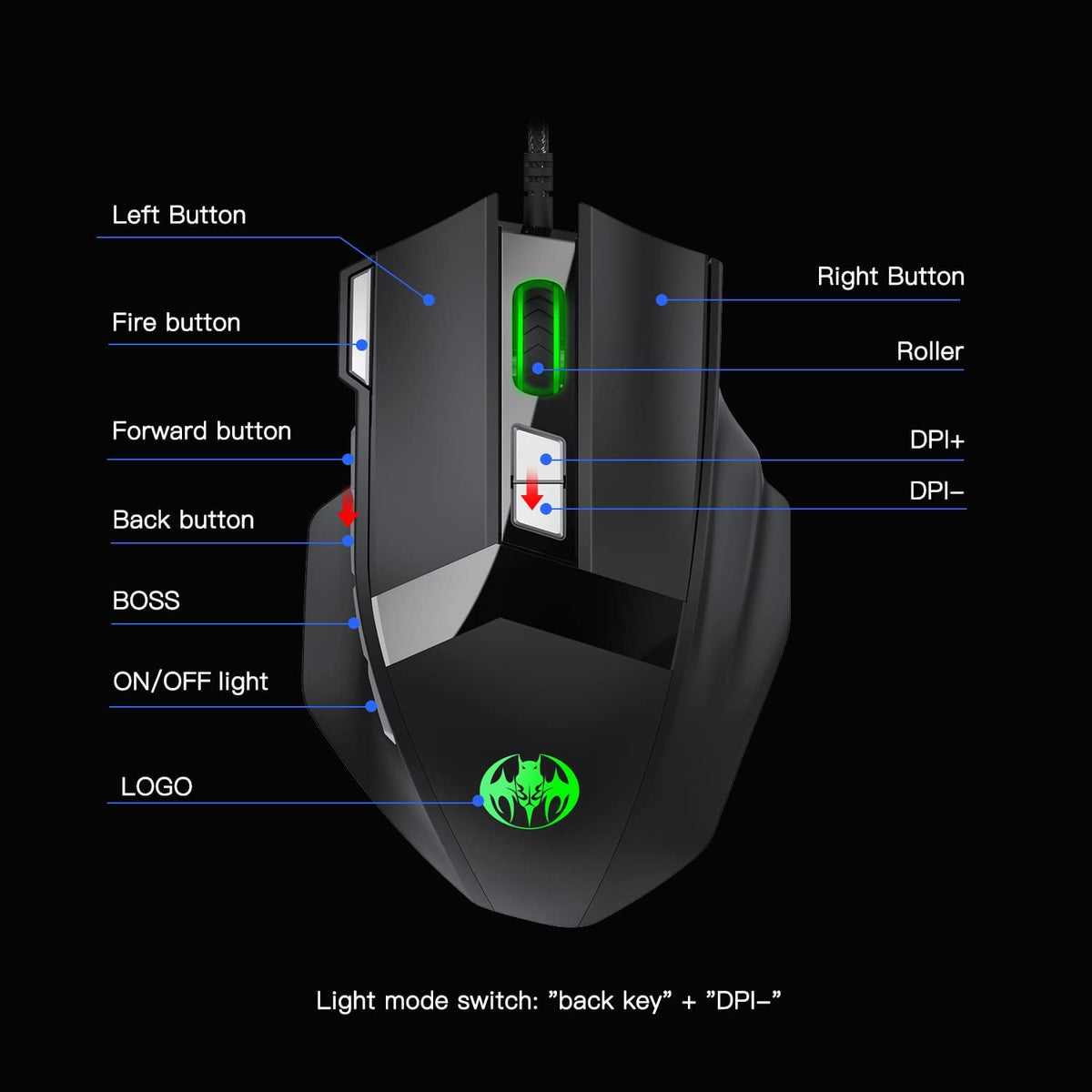 ZORBES® Wired USB 2.4G Optical Mouse with 6 Adjustable DPI Adjustable Additional Weight Gaming Mice LED Backlit