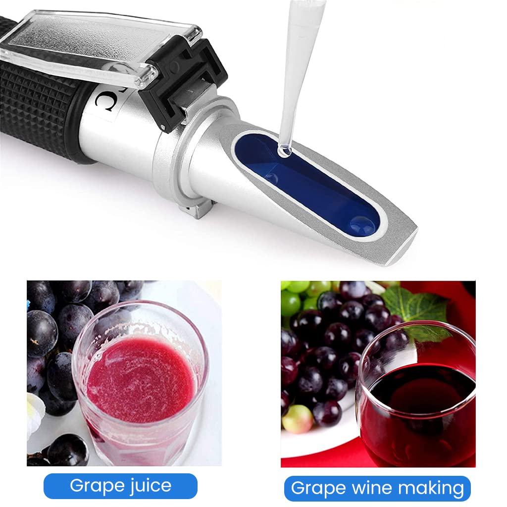 ZORBES® Refractometer for Wine Beer Brewing with ATC and Dual Scale of Brix 0-40% and Alcohol 0-25% vol, Refractometer for Measuring Sugar Content in Grape Juice & Predicting Wine Alcohol Degree