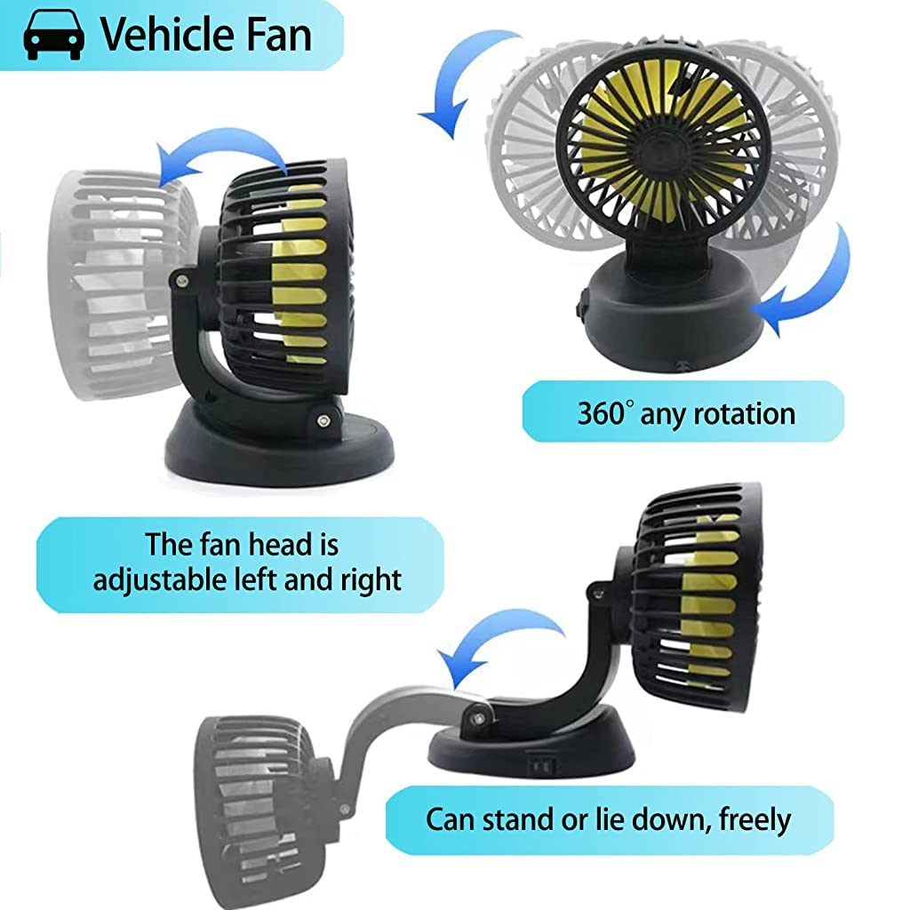 ZORBES® Car USB Fan Desk USB Fan 360° Rotatable USB Fan for Car Fan Desk USB Fan Portable USB Fan for 12V /24V Cars, SUV Trucks, Boats, Sightseeing Car