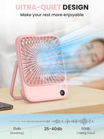 Verilux USB Fan for Desk and Travel featuring Kickstand and 4-Speed Airflow | 5000mAh Rechargeable Pink Fan