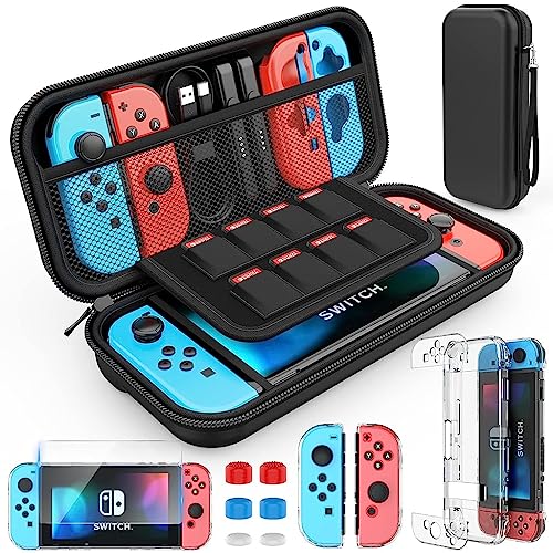 ZORBES® For Nintendo Switch All-in-One Accessory Set with Carrying Case, Cover, Screen Protector, Thumb Grips, and Strap - Perfect Fit and Full Protection for Ultimate Gameplay Experience