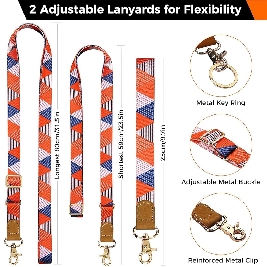 ZORBES® Women Phone Lanyard with Phone Case Insert Pieces, Wrist Strap, Keyrings, Phone Loop Strap, Fashion Geometric Print Cell Phone Lanyard Strap Quick Release Travel Cell Phone Sling Strap