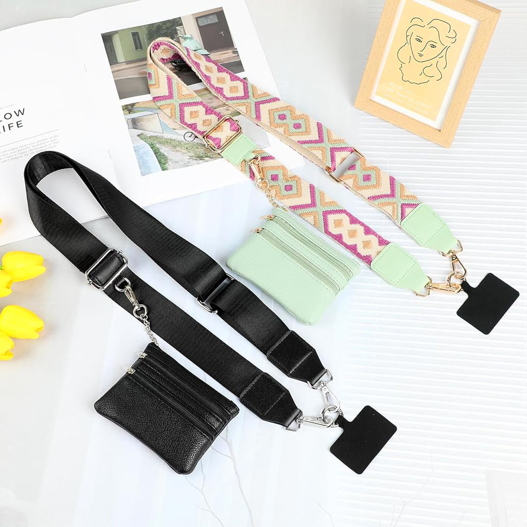 ZORBES® Fashion Phone Strap for Women Phone Sling Strap Adjustable Cross Body Phone Strap with Small PU Zipper Pouch & Detachable Phone Case Insert Fashion Travel Phone Accessories