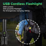 ZORBES® 2000-Lumen High-Power Rechargeable LED Flashlight