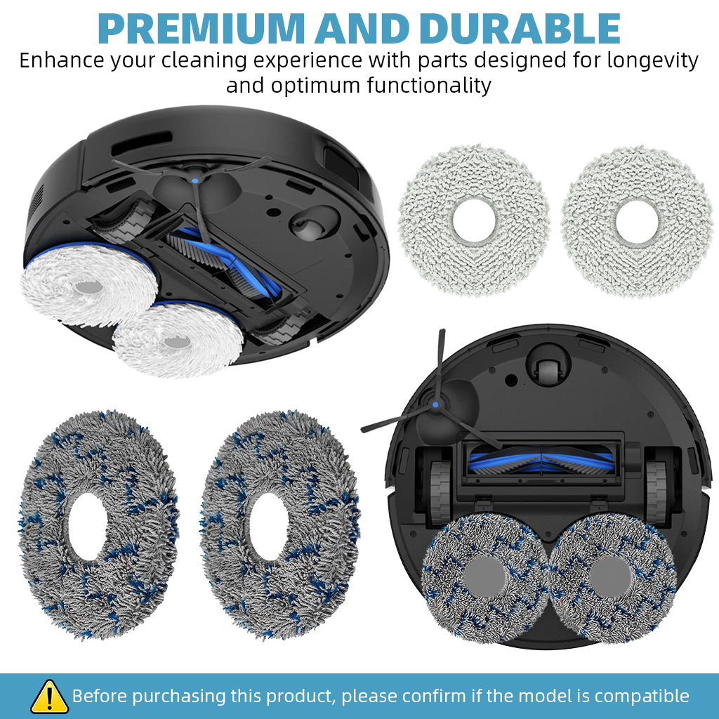 Verilux® 11Pcs Replacement Accessories for Ecovacs Deebot N30 Pro Omni Vacuum Cleaner Spare Accessories Includes 3 Side Brushes, 4 Microfiber Cloth Mop, 2 Dust Bag, 2 Filter