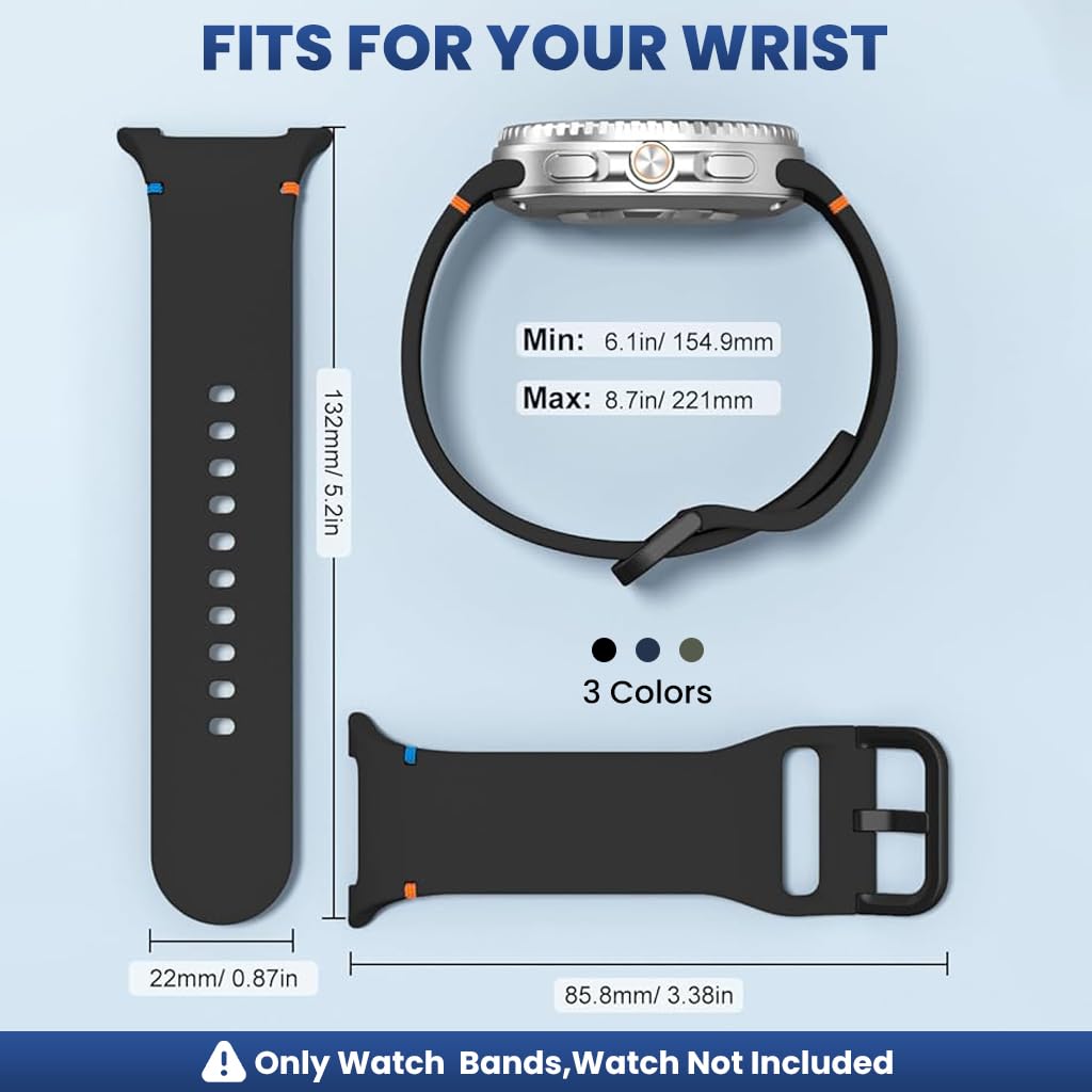 ZORBES® 3-Piece Sport Silicone Bands for Galaxy Watch 8