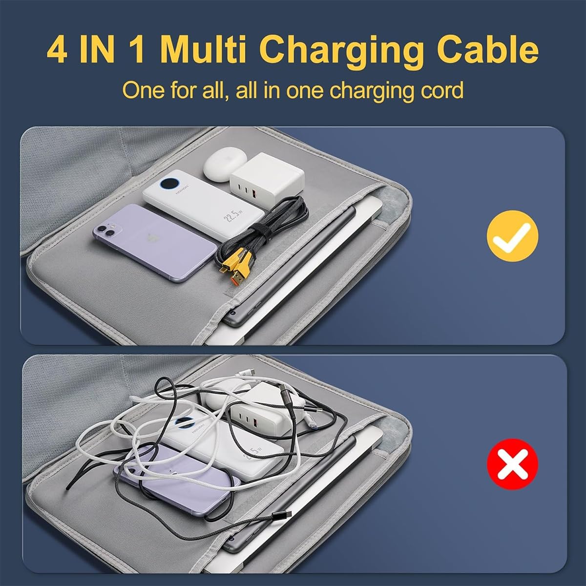 Verilux USB Type C Cable 4 In 1 3.3Ft with PD 65W Fast Charging & 480Mbps Data Transfer | Braided Nylon