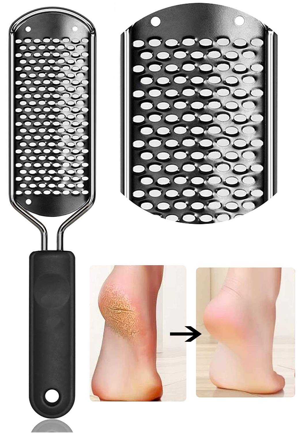 ZORBES® Stainless Steel Rasp Callus File Blade Foot Care, Easy Use and Clean, Callus File for Wet and Dry Feet (Pack of 1, Black)