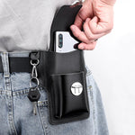 ZORBES® Leather Holster for Belt Cigarette Box Holder Phone Holster Belt Attachment Holster Holster Leather Holster for Belt for Phone, Cigarette Box, Keys, Cards Compatible with 7'' Phone