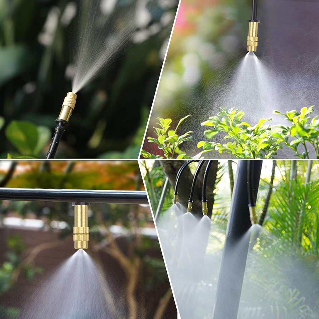 Serplex® Adjustable Water Spray Nozzle Copper 4/7mm Nozzle Water Spray Drip Irrigation Mist Sprayer Micro Sprinkler for Garden Cooling Irrigation Lawn Vegetables Greenhouse - 10 Pcs
