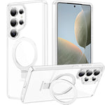 ZORBES® Compatible with Samsung Galaxy Clear Phone Case forSamsung Galaxy S25 Ultra 2 in 1 TPU Bumper Case with Folding Magnetic Ring Grip Phone Stand Support Wireless Charging