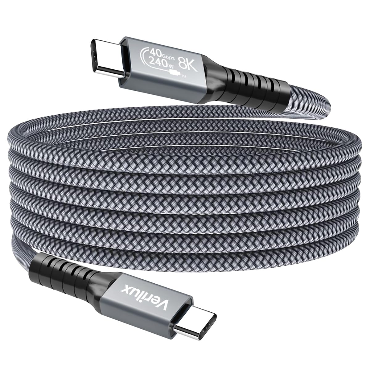 Verilux® USB C to USB C Cable USB 4 Cable PD 240WFast Charging Cable Data Cable Compatible Thunderbolt 4/3, Support 8K/6K@60Hz & 40Gbps Data Transfer for MacBook Pro/Air Samsung S22