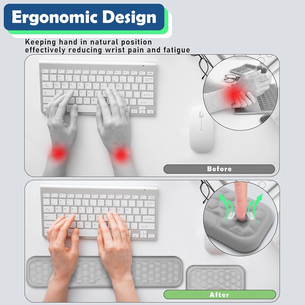 ZORBES® Keyboard Wrist Rest Set Ergonomic Keyboard Mouse Wrist Support