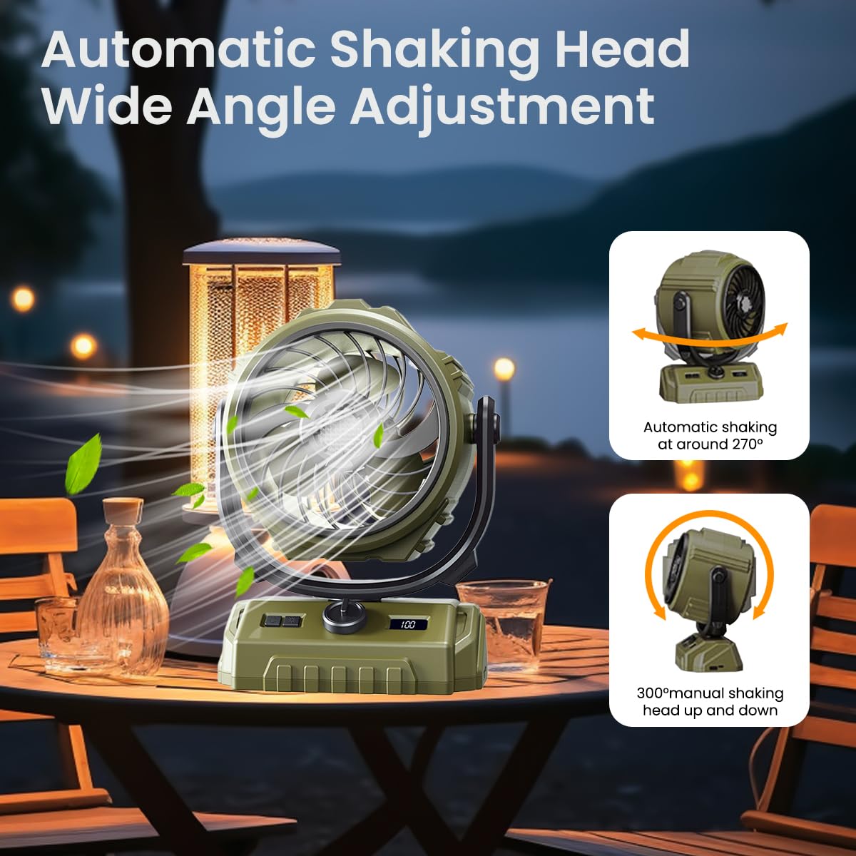 Verilux Table Fan for Home Office and Camping with 100 Speed Control and 270° Oscillation