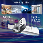 Verilux Pendrive 128GB 2 in 1 Flash Drive with USB 3.1 and Type C 500MB/s Speed for Laptop | Smartphone
