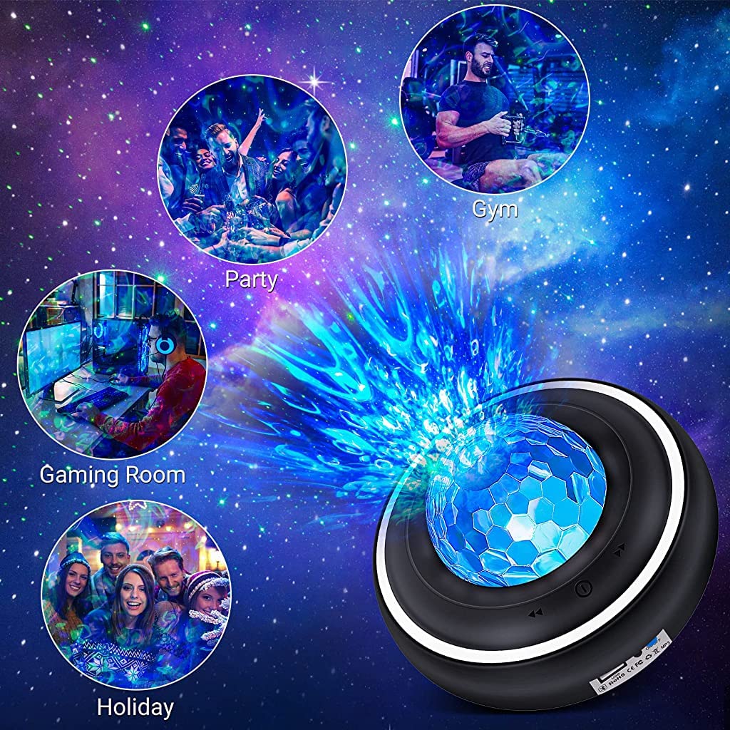 Verilux 2 in 1 Diamond Galaxy Night Light Projector with Bluetooth Speaker, RGBW Star Light Projector Night Light, Support Bluetooth Music Playing, Remote Control, for Bedroom/Game Rooms