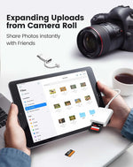 ZORBES® SD Card Reader for iPad, Lightening& USB-C Dual Connector Memory SD Card Adapter