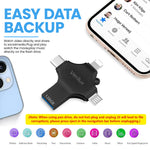 Verilux Pendrive 128GB for iPhone and Android featuring 4 in 1 USB Type C Design | Black