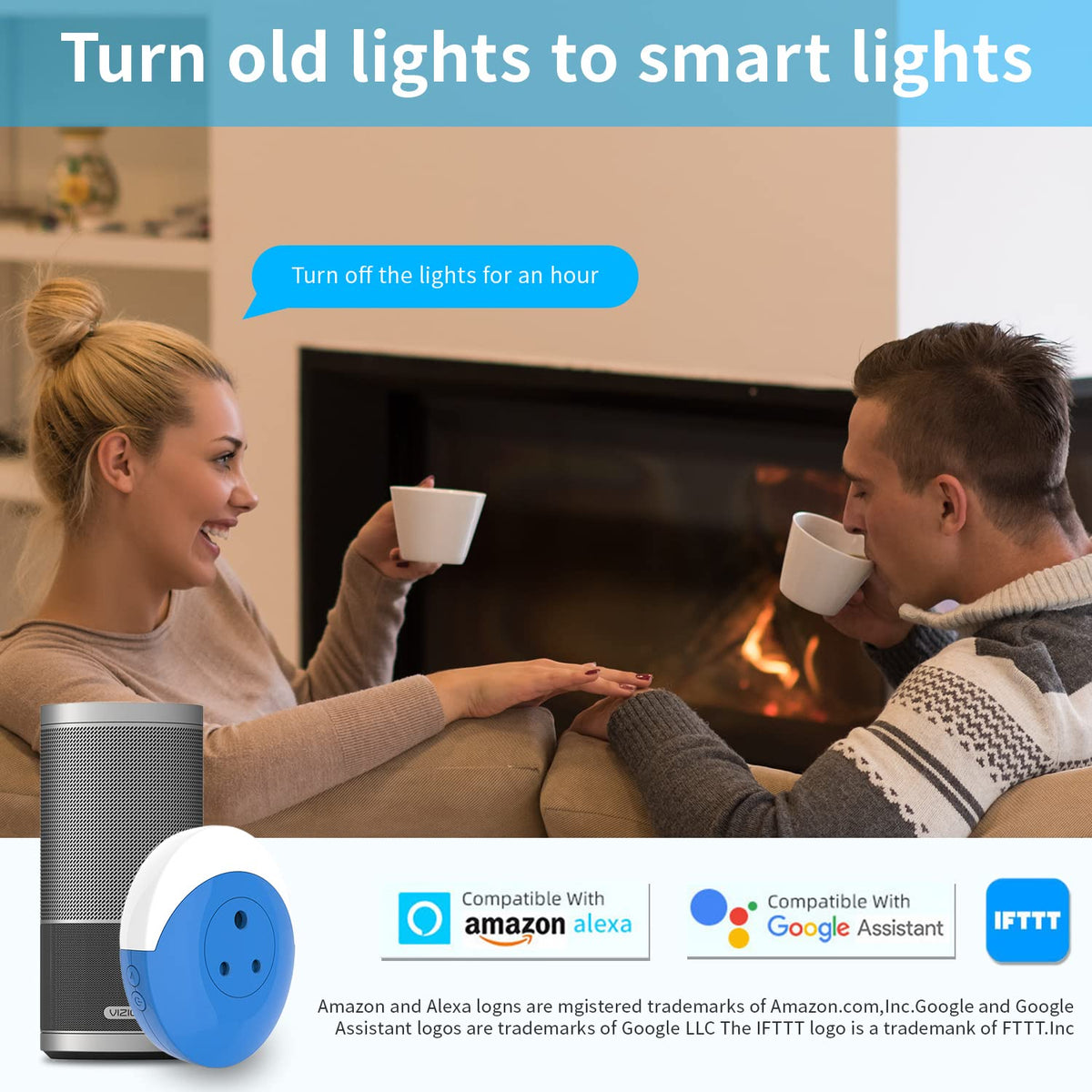 ZORBES® Smart Plug with 6000K RGB Night Light, WiFi Power Plug Socket Compatible with Alexa and Google Assistant, Smart Home Plugs with Timer Fuction & Group Controller,Plug and Play, 2.4G WiFi Only