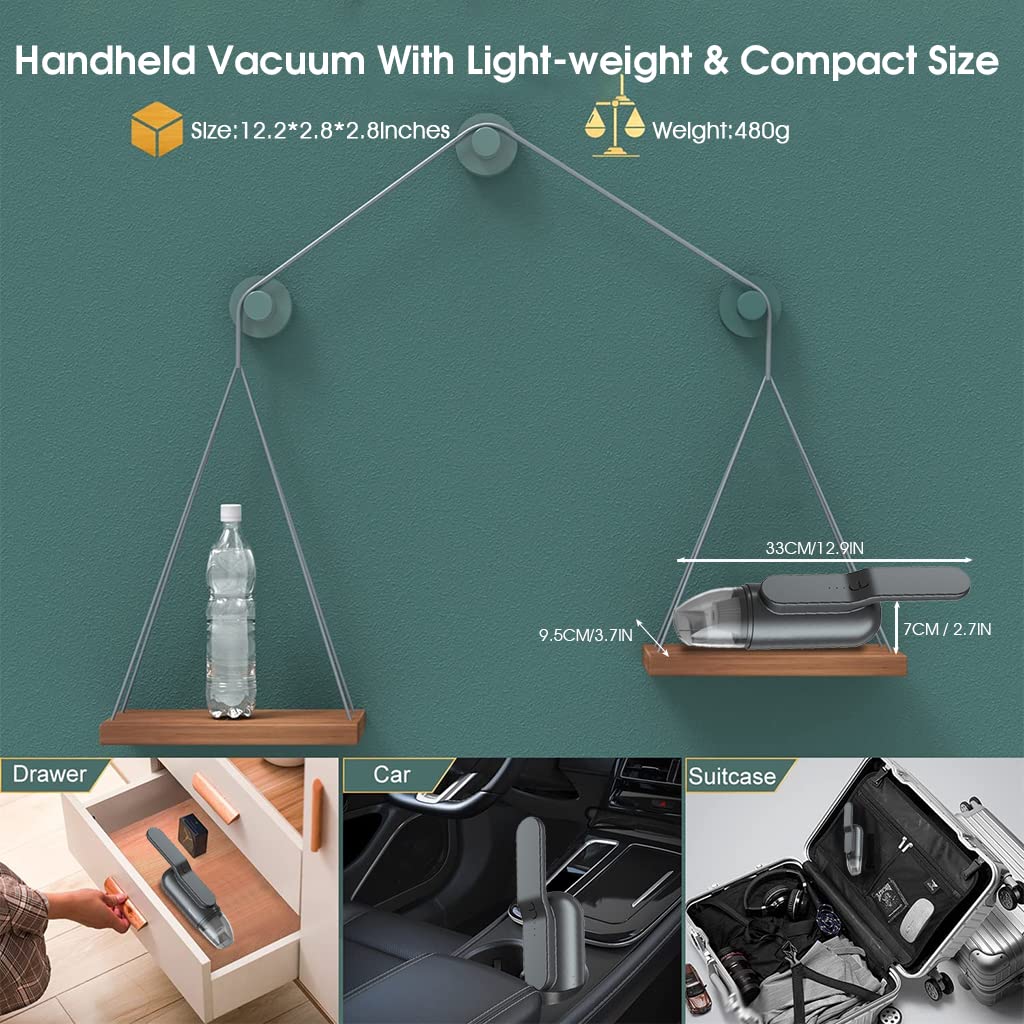 Verilux Cordless Vacuum Cleaner for Home and Car with 13000PA Suction and UV Light | USB Rechargeable