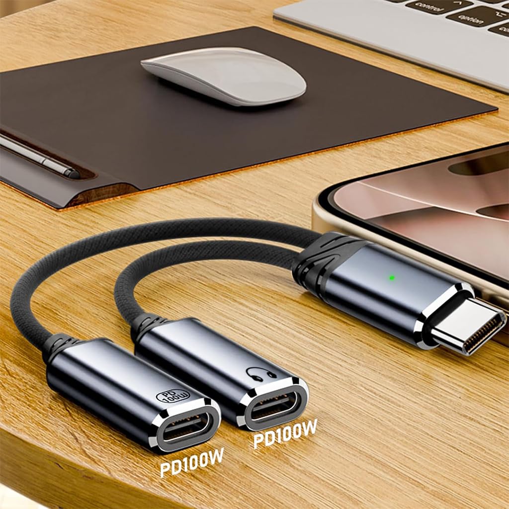 Verilux USB C to 3.5mm Audio Adapter with 60W PD Fast Charge and Smart DAC Chip | Aluminum Alloy