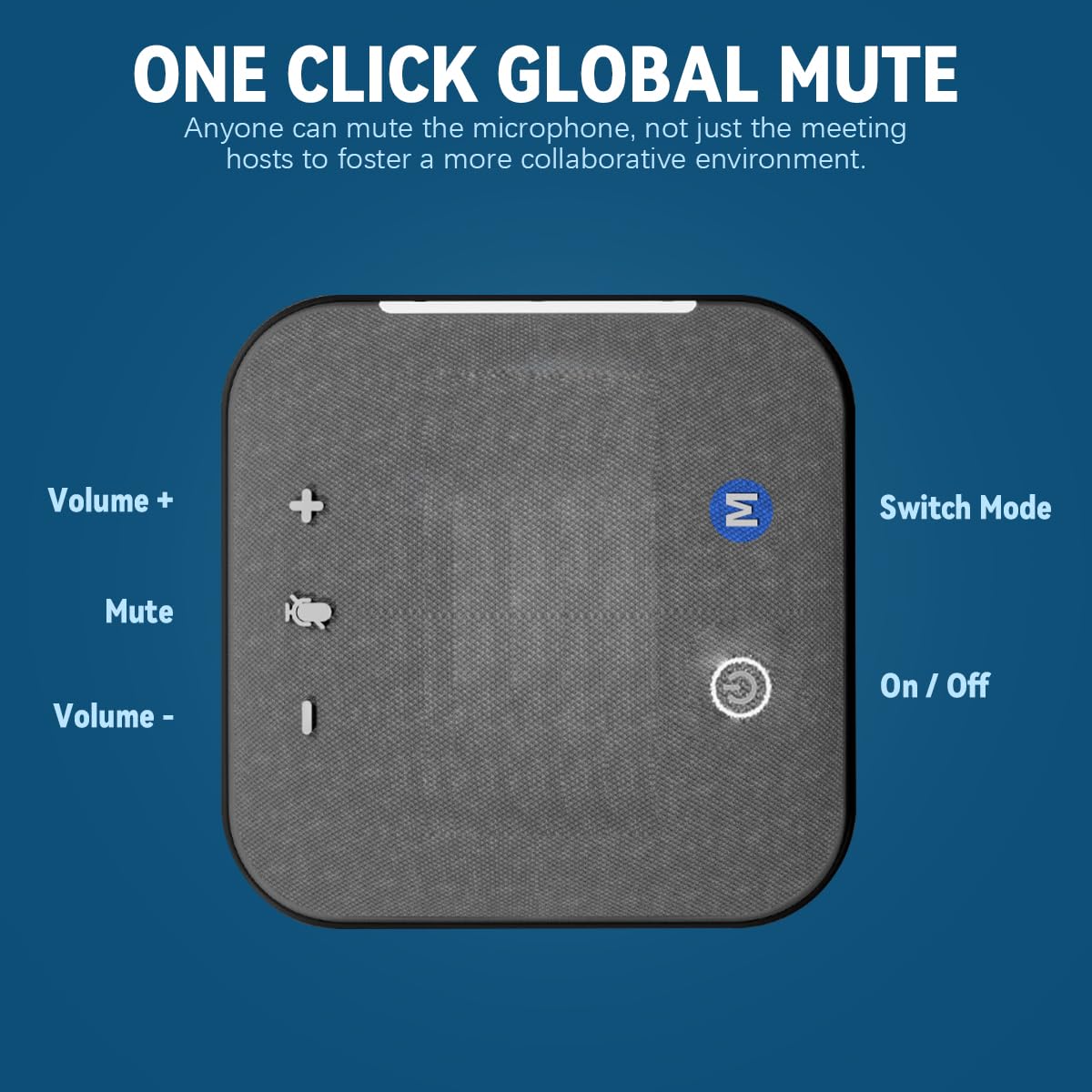 Verilux Conference Microphone Speaker for Meetings with 4 m 360° Voice Pickup | Gray USB Plug and Play