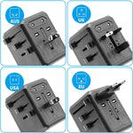 ZORBES® 12W Travel Adapter Wall Outlet Adapter with 3 USB Ports & Type-C Universal UK/US/AUS/EU Converter Plug Adapter Wall AC Power Plug Wall Power Adapter