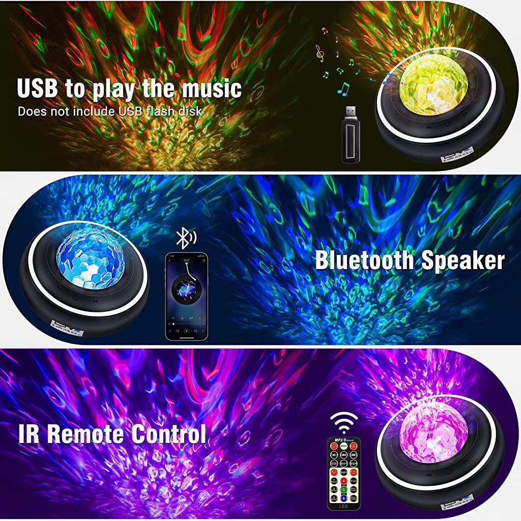 Verilux 2 in 1 Diamond Galaxy Night Light Projector with Bluetooth Speaker, RGBW Star Light Projector Night Light, Support Bluetooth Music Playing, Remote Control, for Bedroom/Game Rooms