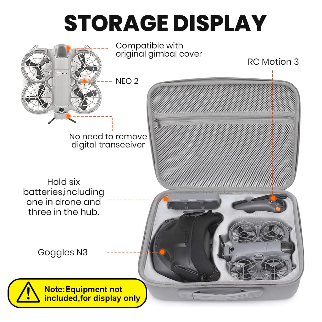 ZORBES® Compatible with Neo 2 Drone, Drone Travel Case Bag Accessories Storage Bag PU Waterprooof Zip -up Carrying Bag with Shoulder Strap Shockproof Custom-fit Storage Bag (Case Only)