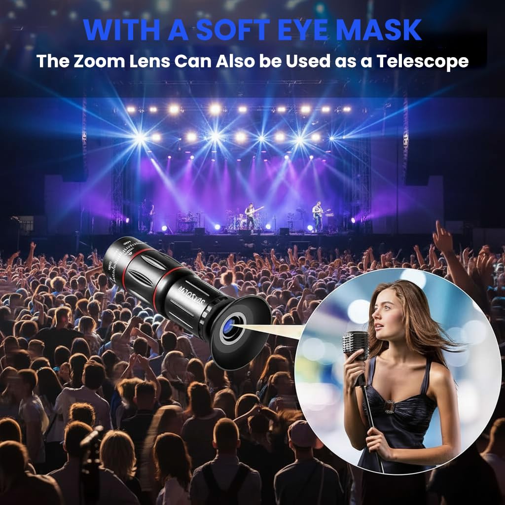 ZORBES® 18X Telephoto Monocular for Phone, High-Power Zoom Lens with Universal Smartphone Clip, Tripod, Portable Telescope for Bird Watching, Hiking, Sports, and Concert
