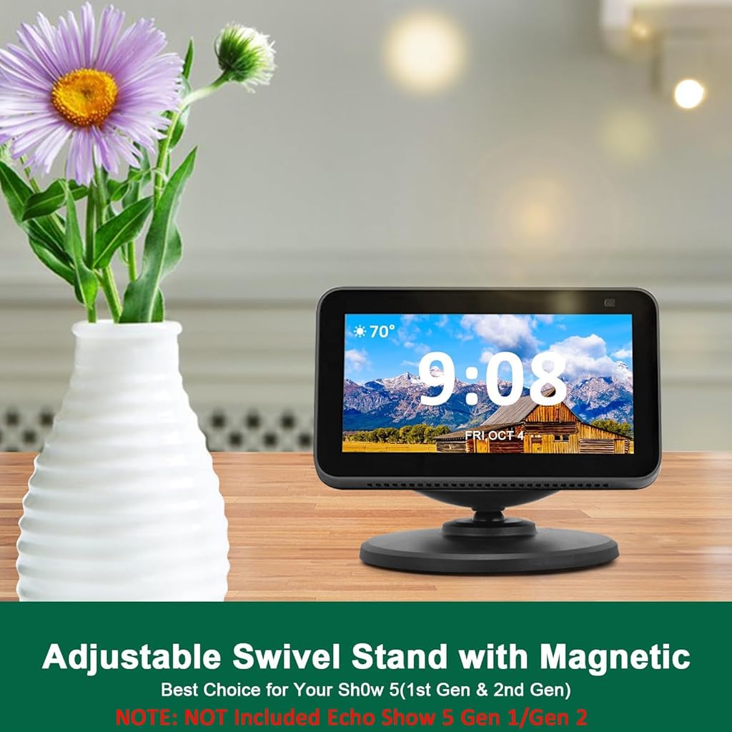 ZORBES® Echo Show Stand for Echo Show 5 Gen 1/Gen 2, Universal Adjustable Echo Show Magnet Anti-Slip Base 360 Degree Free Rotation Desk Holder for Echo Show 5 Gen 1/Gen 2