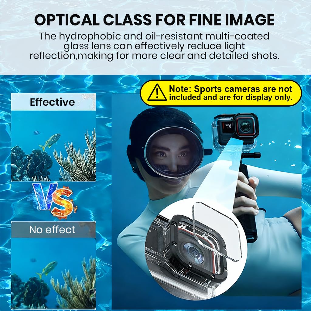 ZORBES® Waterproof Case with Anti-Fog Insert for Insta360 Ace Pro 1/2 Action Camera, Underwater Housing Shell Cage Supports 60M/196FT Deep Diving Scuba Snorkeling Swimming with Quick Release Screw