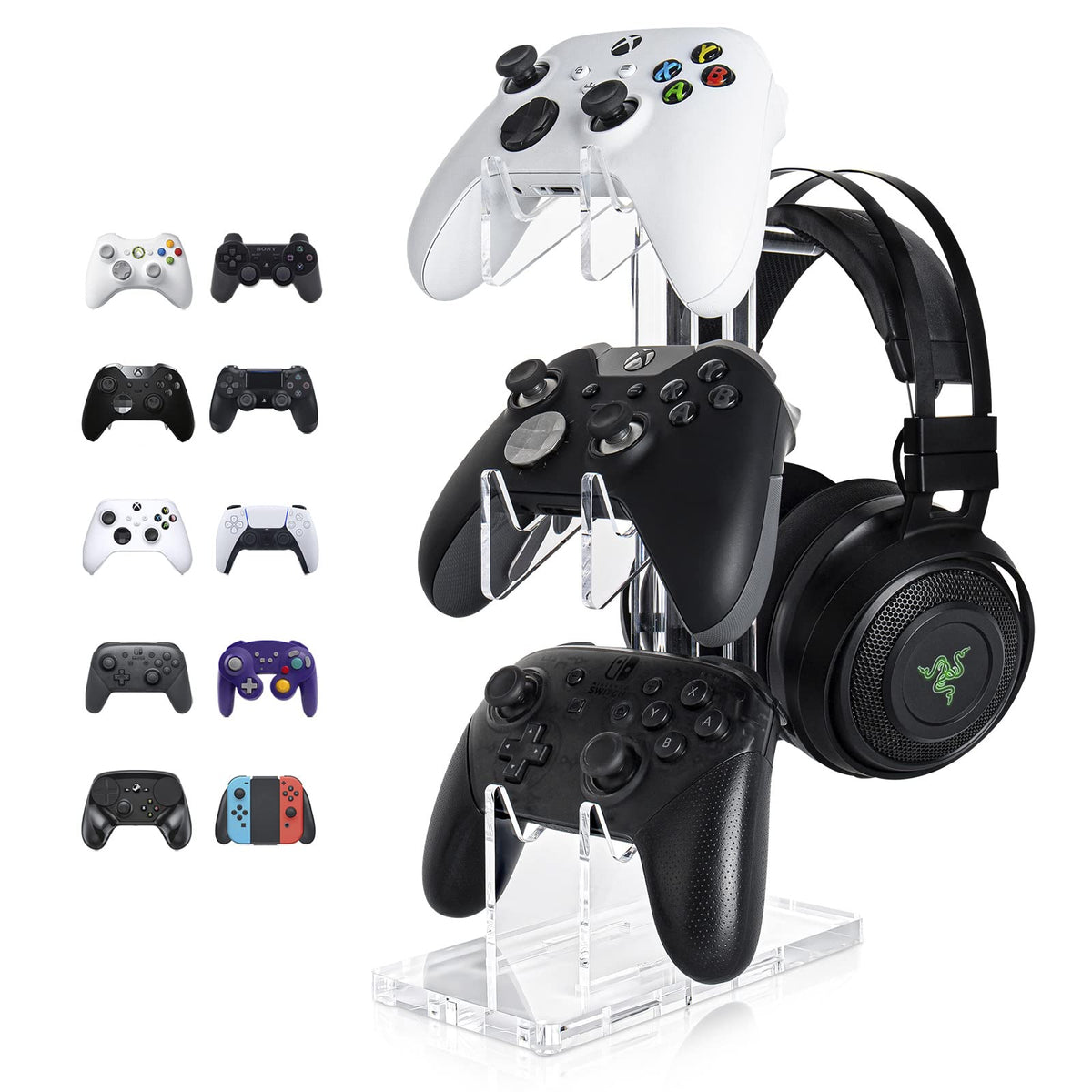 ZORBES® Universal 3 Tier Controller Stand and Headset Stand for Xbox ONE X Switch PS4 PS5 PC