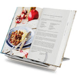ZORBES® Adjustable Cookbook Recipe Stand Holder for Kitchen Counter with Page Holder Clips-White
