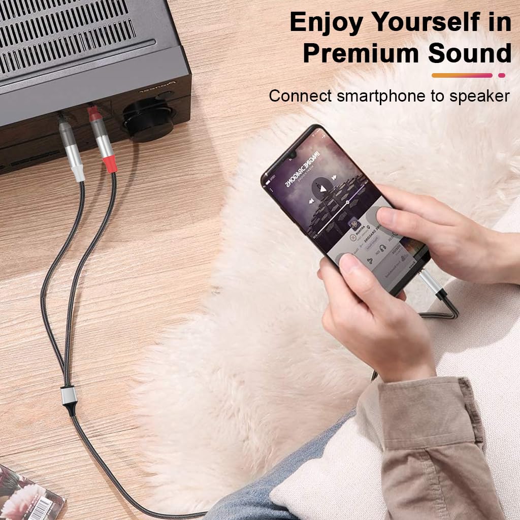 Verilux 3.5mm to Dual 6.35mm Aux Cable for Speakers with Nylon Braid 9.8 ft | Stereo Audio Splitter