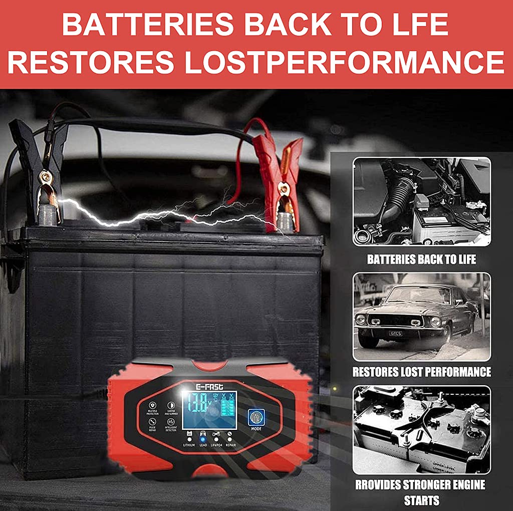 Verilux Car Battery Charger for Cars and Motorcycles featuring Smart 6A 12V 3A 24V Power