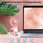 Verilux Portable Handheld Fan for Desk and Travel featuring USB Rechargeable Design | 20Hrs Working Time and Makeup Mirror