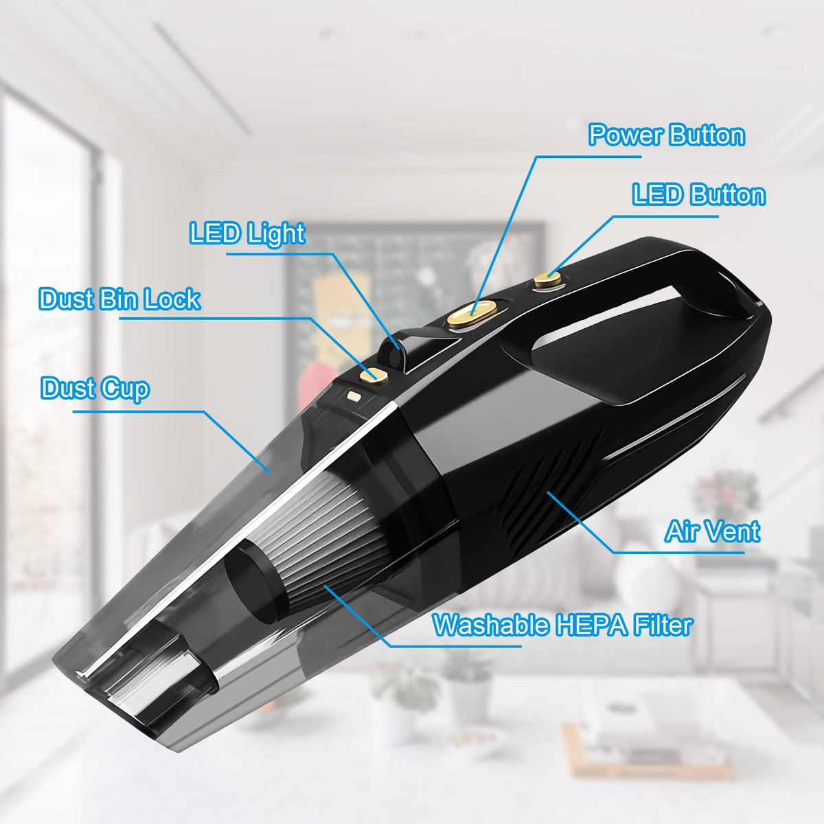 ZORBES® High Power Portable Dry Handheld Mini Cordless Vacuum Cleaner for Home and Car with USB Rechargeable