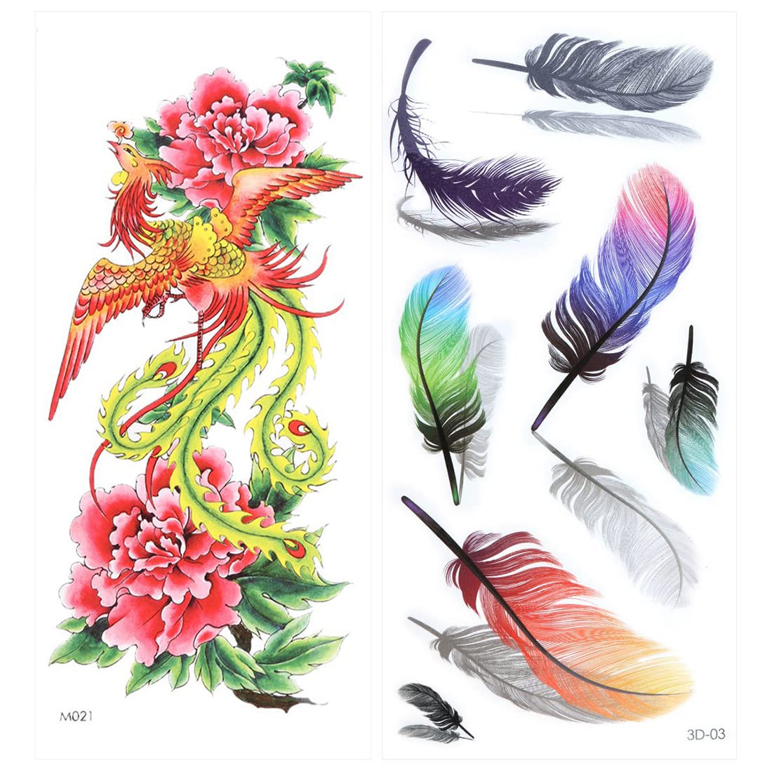 ZORBES® 8 pcs Waterproof Colorful Assorted Pattern 3D Temporary/Fake Tattoos Art Sticker for Adult Men & Women for Arms, Legs, Face