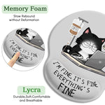 ZORBES® Mouse Pad with Wrist Support, Funny Cat Ergonomic Mouse Pad with Wrist Support I'm Fine Motivational Memo Design, Soft Gel Rest, Non-Slip Mouse Mat for Office & Home