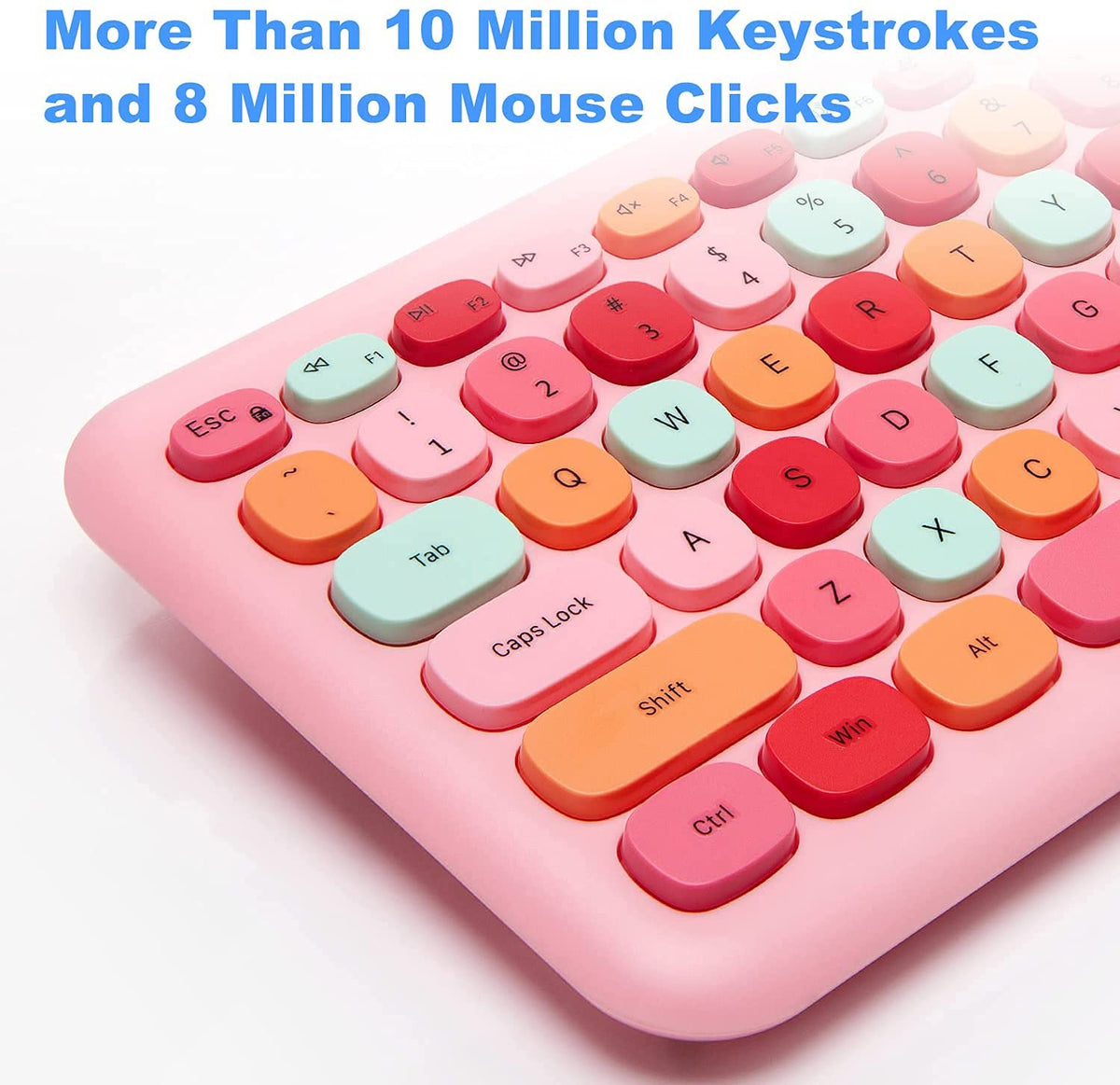 Verilux Wireless Keyboard Mouse Combo for PC and Laptop with 104 Keys featuring Ergonomic Design and Power Saving | Pink