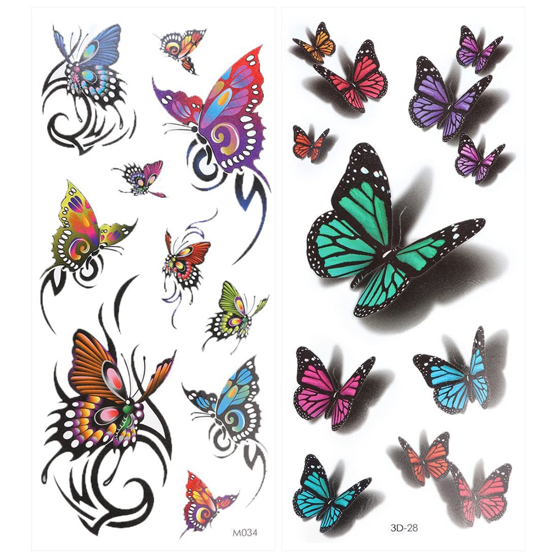 ZORBES® 8 pcs Waterproof Colorful Assorted Pattern 3D Temporary/Fake Tattoos Art Sticker for Adult Men & Women for Arms, Legs, Face