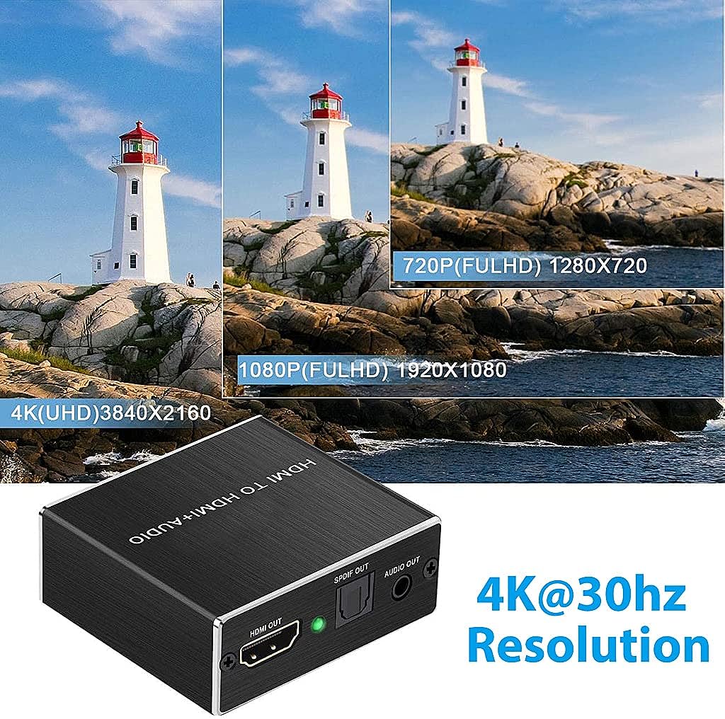 Verilux® Mini HDMI to HDMI Audio Extractor Splitter,4K@60Hz HDMI to HDMI SPDIF Splitter HDMI Toslink Converter with 3.5mm Stereo Sound Out Support TV PS4 Slim Xbox Chromecast and Blu-ray DVD Player - verilux