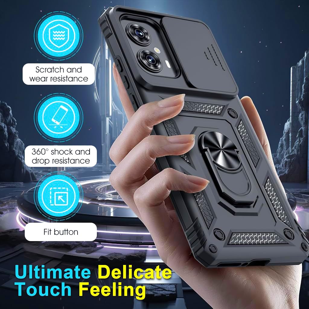 ZORBES® Phone Case for Motorola Edge 5G 2024 Sleek Magnetic Phone Case with Kickstand Ring Phone Holder Shockproof Phone Case for Motorola Edge 5G 2024