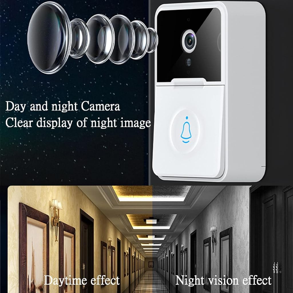 ZORBES® Ring Video Doorbell, Smart Wireless Remote Video Doorbell Intelligent Visual Doorbell Home Intercom HD Night Vision Door Doorbell Easy Installation Two-Way Audio Intercom (White) - verilux