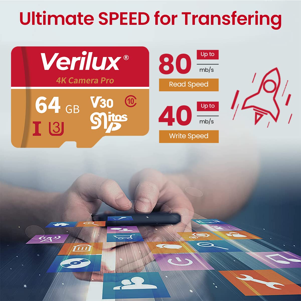 Verilux® Micro SD Card 64 GB Universal Camera SD Card Memory Card with SD Card