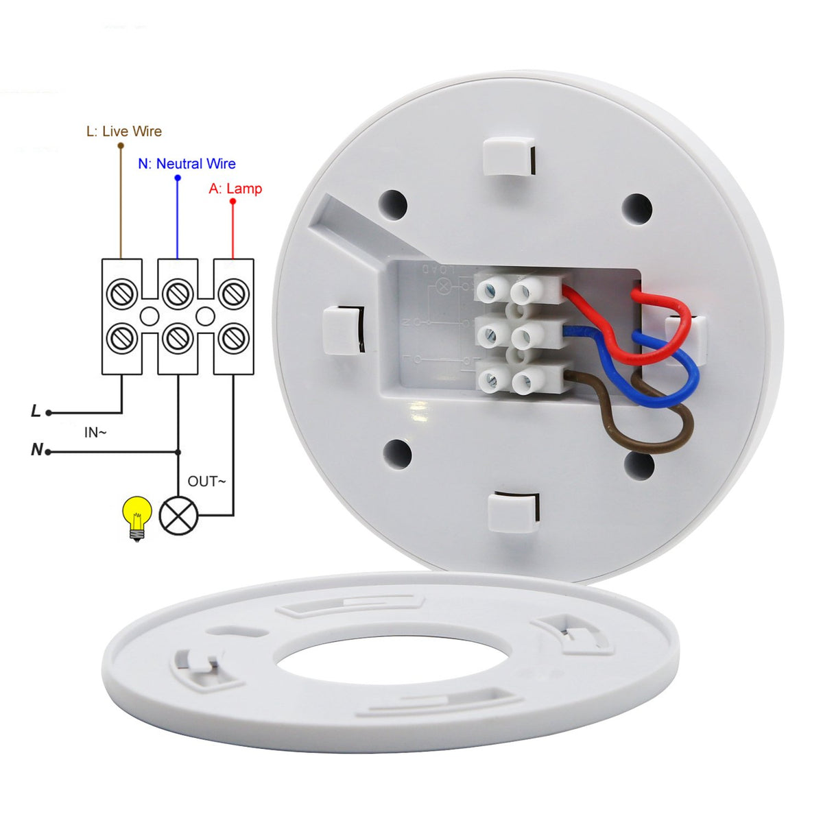 Verilux Ceiling Mount Smart PIR Motion Sensor Switch for Upgrading Lights,House Renovation,LED Motion Sensor Switch,Wiring Powered