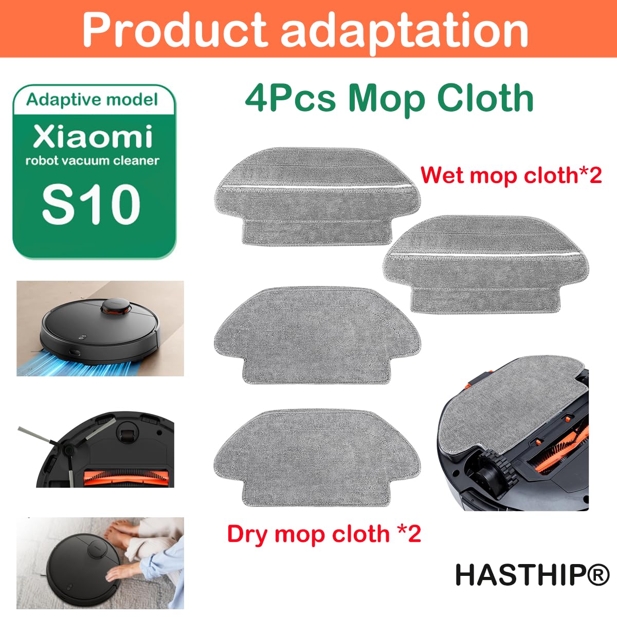 Verilux Mopping Cloth for Mi Robot Vacuum Cleaner S10 with Microfiber Fabric | 2PCS